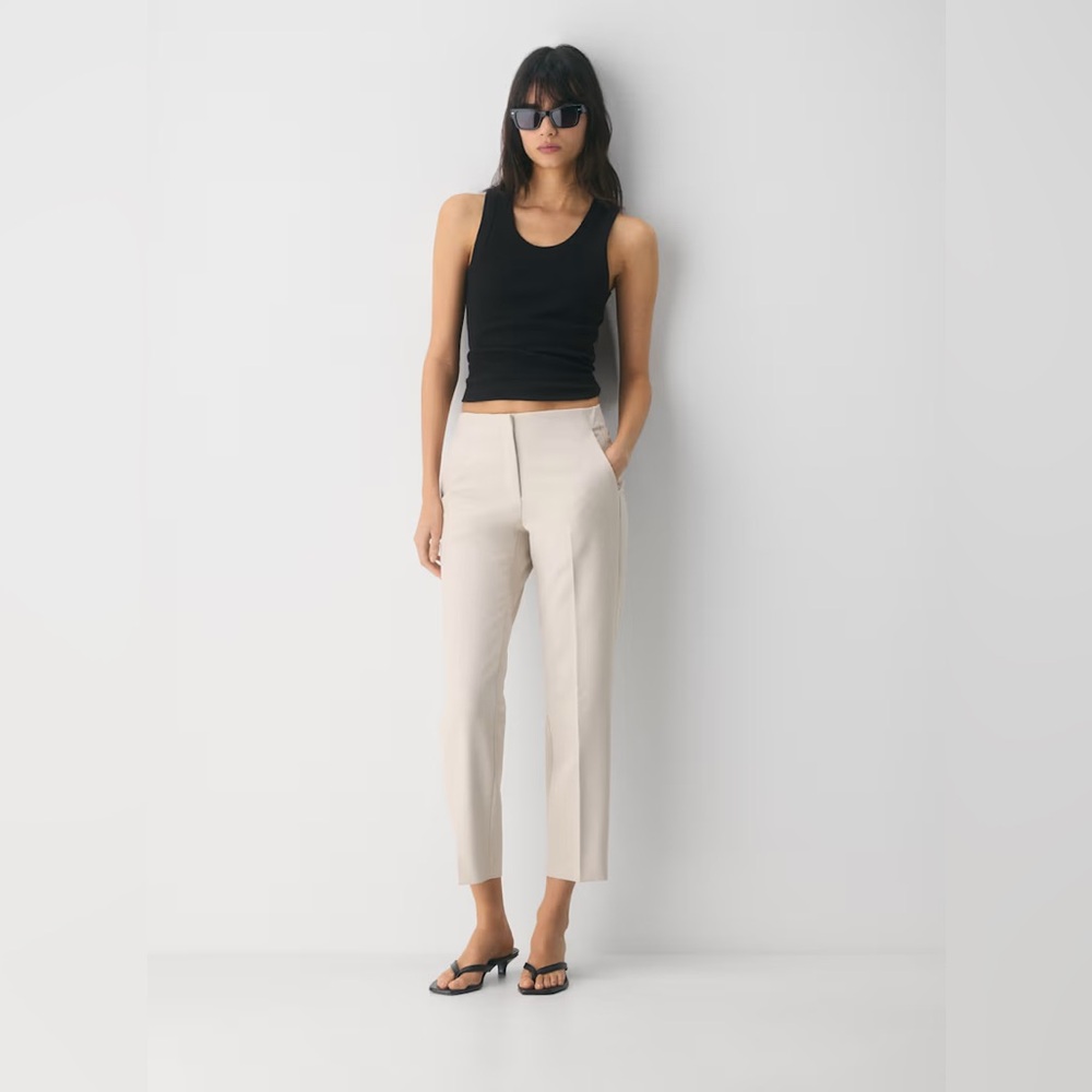 Aritzia Babaton Markova Cream Mid Rise Slim Ankle Pants Formal Spring new Sz 8
